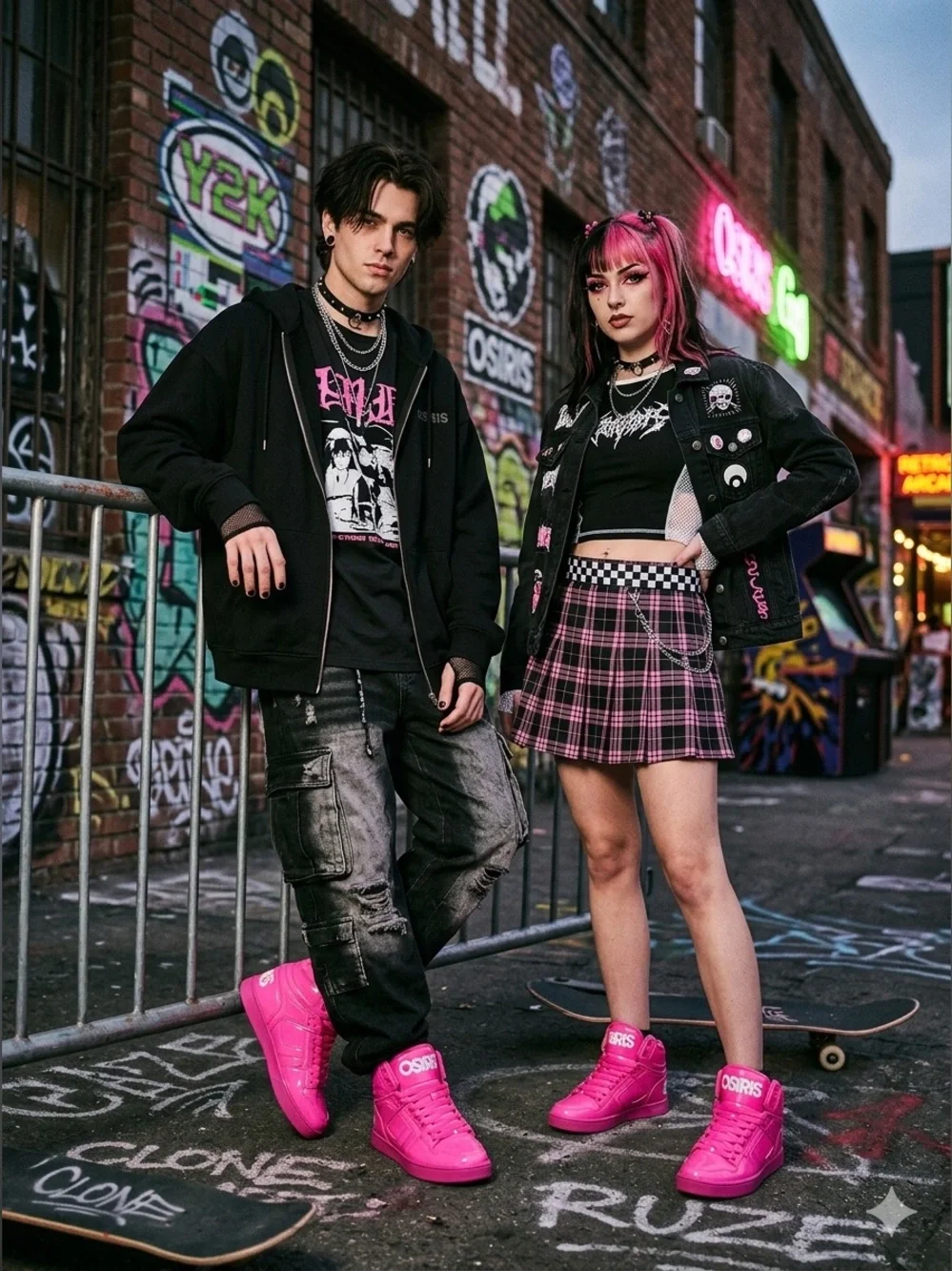 🔥UNISEX OSIRIS CLONE-Like New E-Girl E-Boy Aesthetic Men Size 9 Women Size 10 - Picture 1 of 10